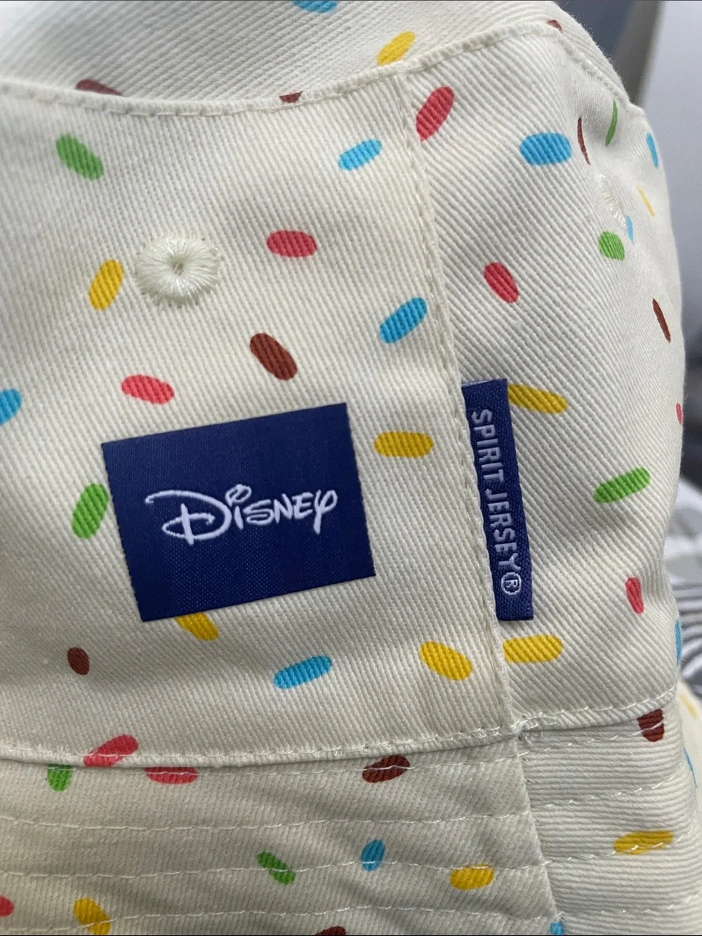 Disney Kids Cream Bucket Hat with Multicolor Sprinkle & Donut Characters